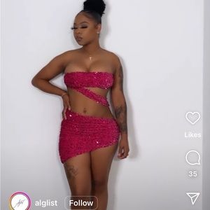 Pink Sequin Cut Out Dress Alglist
